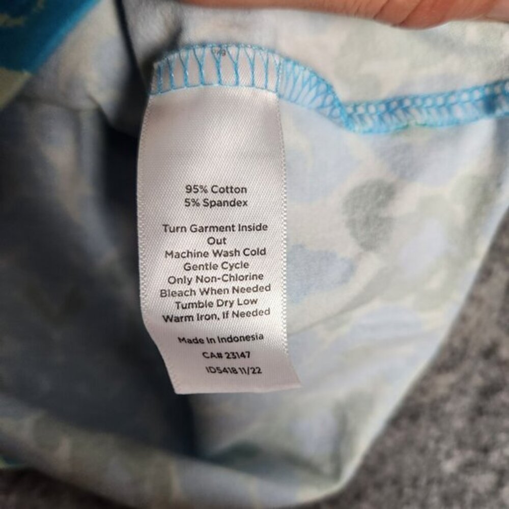 Talbots Tops Women XS Blue Green Floral Pattern Short Sleeve Bateau Neck - Picture 5 of 7